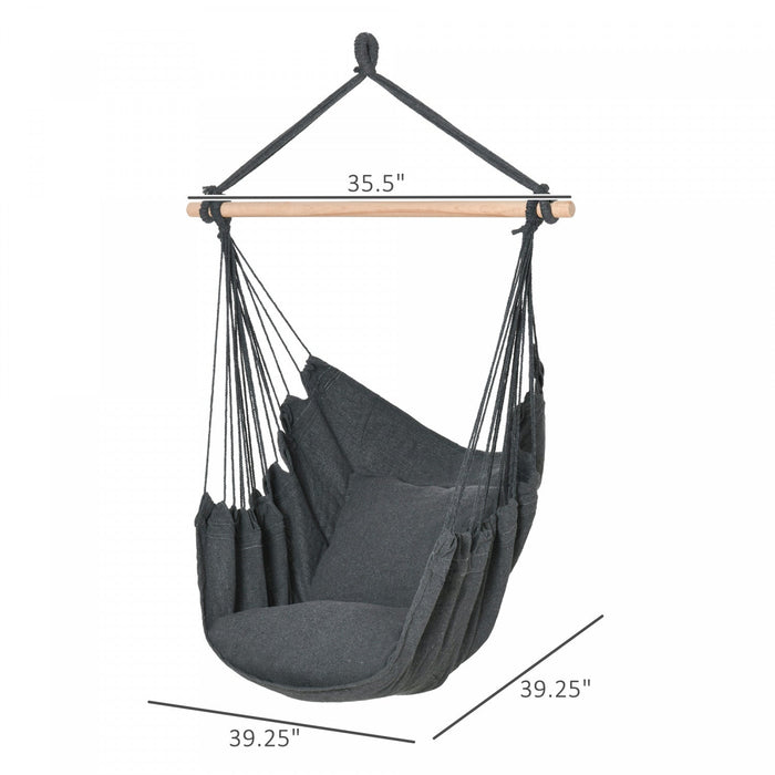 Outsunny Hammock Chair Swing Hanging Macrame Chair Cotton W/ Two Soft Seat Cushions, For Bedroom Ind