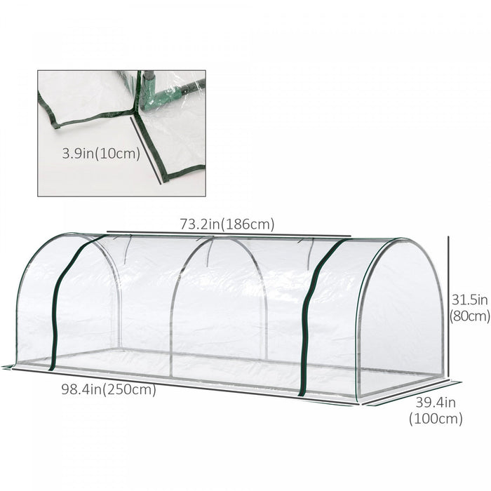 Outsunny 99\" X 39\" X 32\" Mini Greenhouse Transparent Portable Hot House For Plants With Zippered Doo