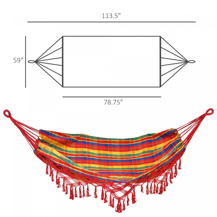 Outsunny Brazilian Style Outdoor Hammock Extra Large Cotton Hanging Camping Bed With Carrying Bag, F