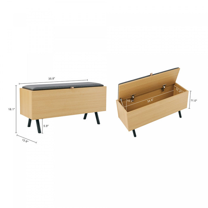 Paloma Modern Accent Storage Bench in Light Oak Armoire 