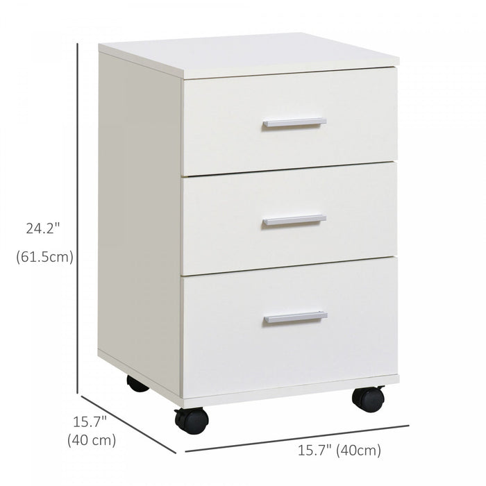Vinsetto 3 Drawer File Cabinet With Lock And Keys For Home Office