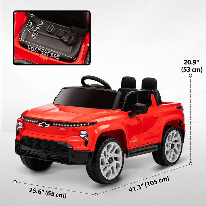 Qaba 12v Electric Car For Kids, Chevrolet Silverado Ev Rst Licensed Battery Powered Ride-On Kids Car