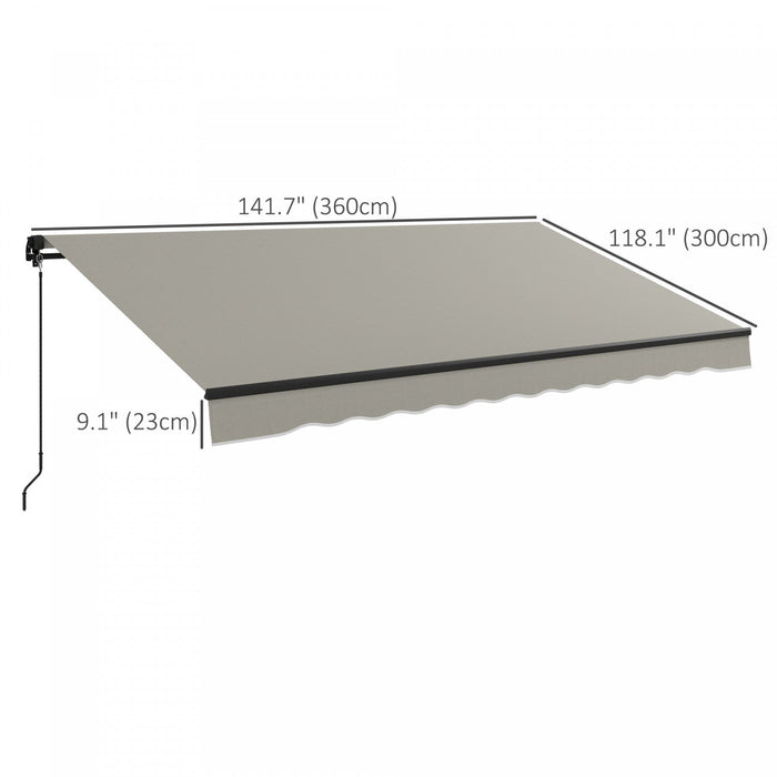 Outsunny 12' X 10' Retractable Awning, Patio Awning Sunshade Shelter With Manual Crank Handle, 280gs