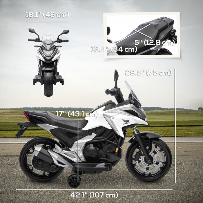 Qaba Honda Licensed 12v Electric Motorcycle, Battery Powered Ride-On Motorbike For Kids With Headlig