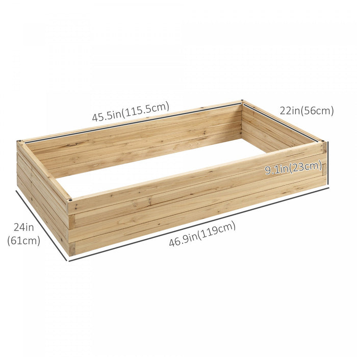 Outsunny 47\" X 24\" X 9\" Raised Garden Bed, Outdoor Wooden Planter Box For Growing Vegetables, Flower