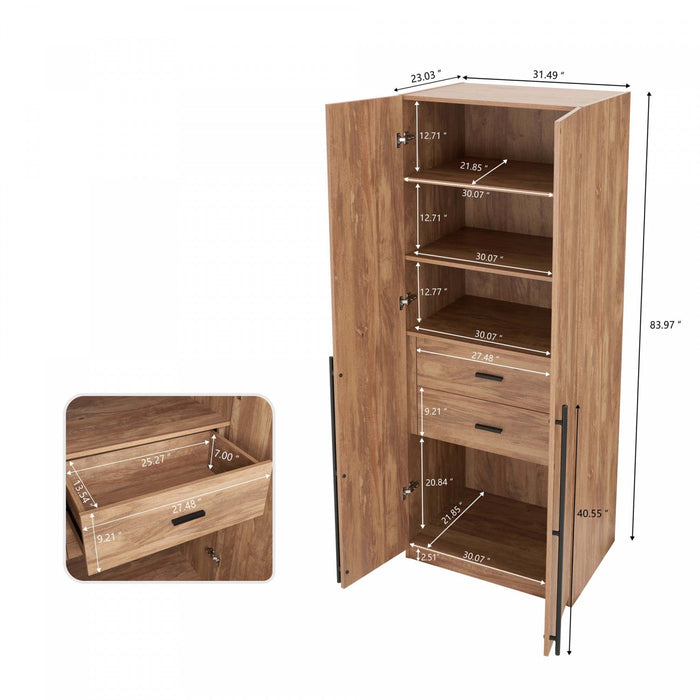 Lee Modern 32\" Wardrobe Closet in Golden Brown Armoire 