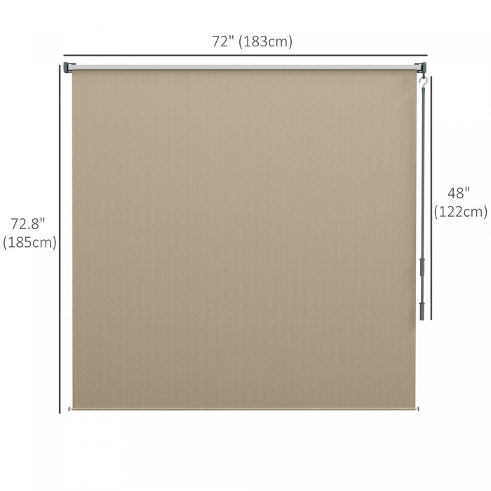 Outsunny Outdoor Roller Shade, 6' X 6' Patio Door Blinds, Beige