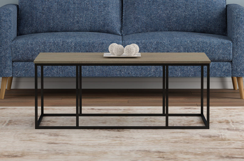 43” Coffee Table - Dark Taupe With Black Metal 