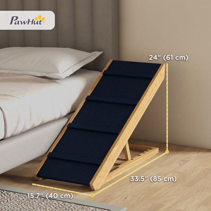 Pawhut Dog Stairs, Adjustable Pet Stairs, Foldable Dog Steps With Non-slip Mat, For Small To Large D