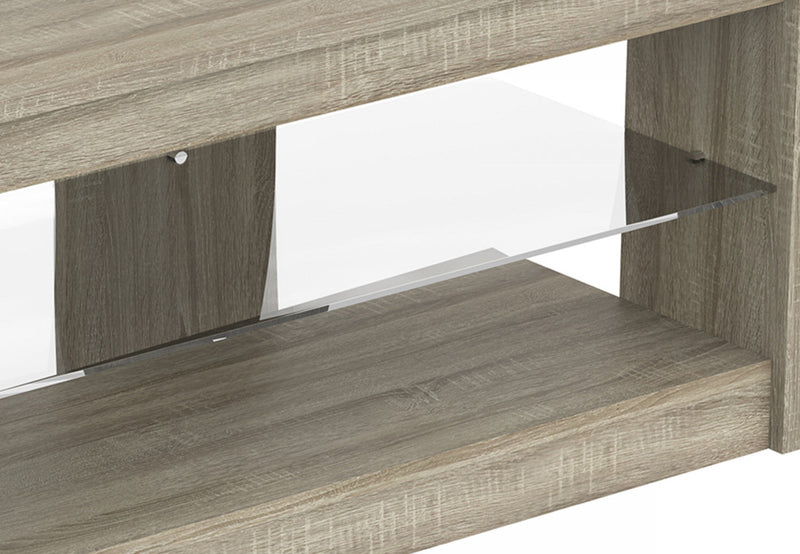 55” TV Stand With 2 Shelves And Tempered Glass - Dark Taupe 