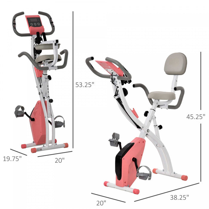 Soozier 2 In 1 Upright Exercise Bike Stationary Foldable Magnetic Recumbent Cycling With Arm Resista