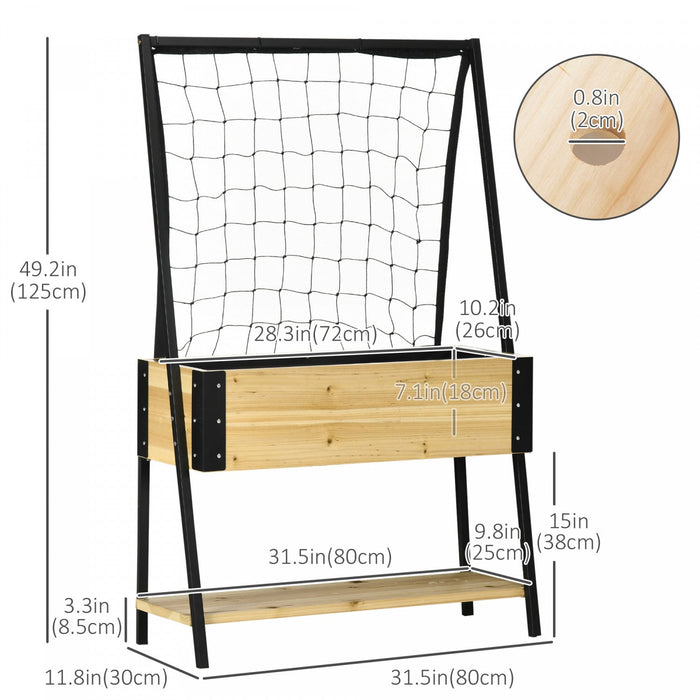 Outsunny Raised Garden Bed With Metal Trellis, Elevated Planter Box With Storage Shelf, Drainage Hol