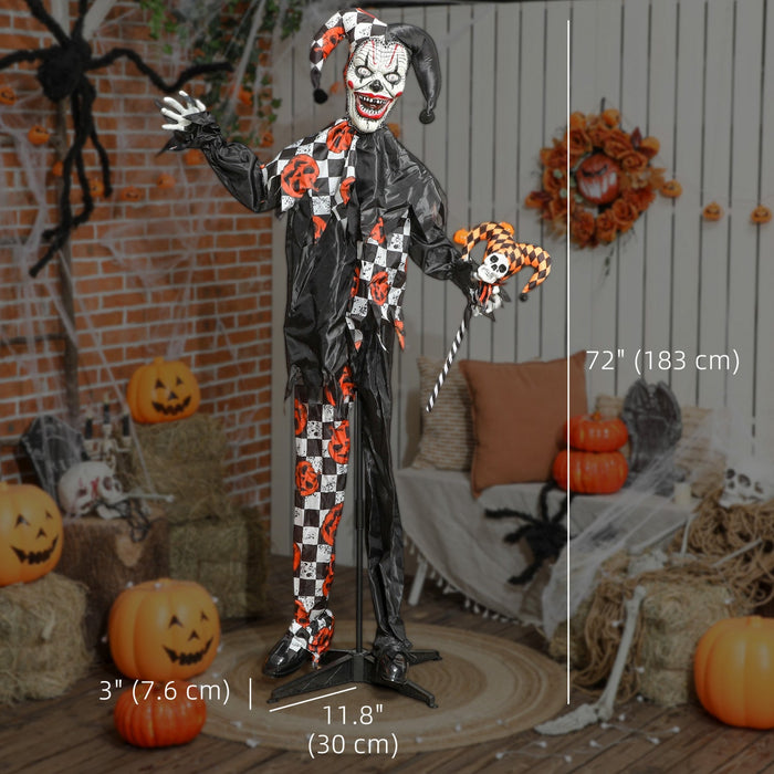 Outsunny Life Size Halloween Animated Clown, Scary Halloween Decorations