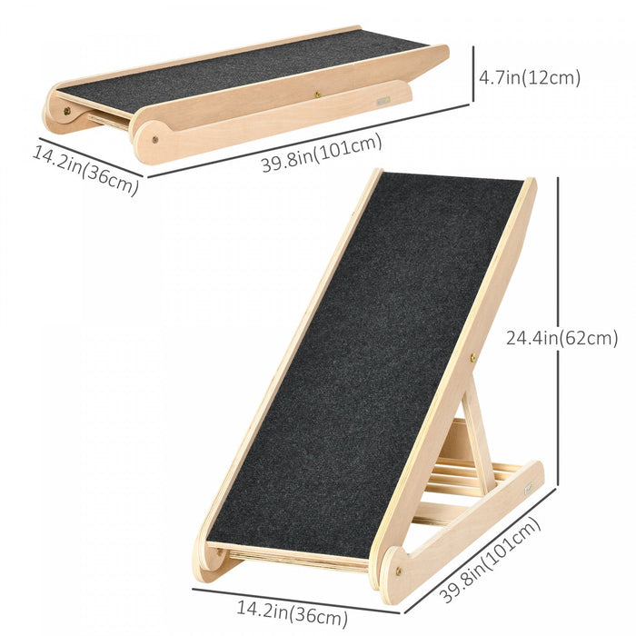 Pawhut Dog Ramp For Bed Couch, Foldable Pet Ramp Height Adjustable 4 Levels From 14.75\" To 24.5\" For