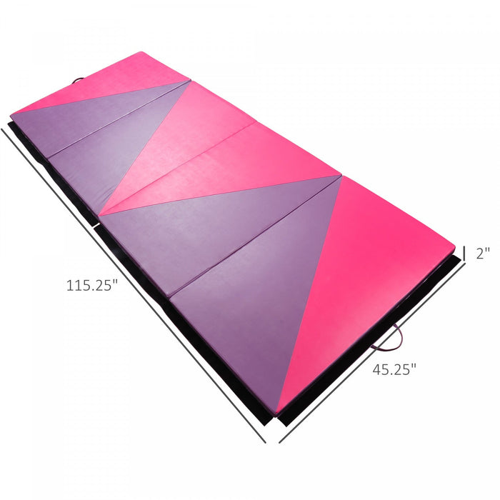 Soozier 4ftx10ftx2inch Pu Cuir Gymnastique Tumbling Gym Mat Arts Pliant Yoga Exercice Pad 4 Panneau 