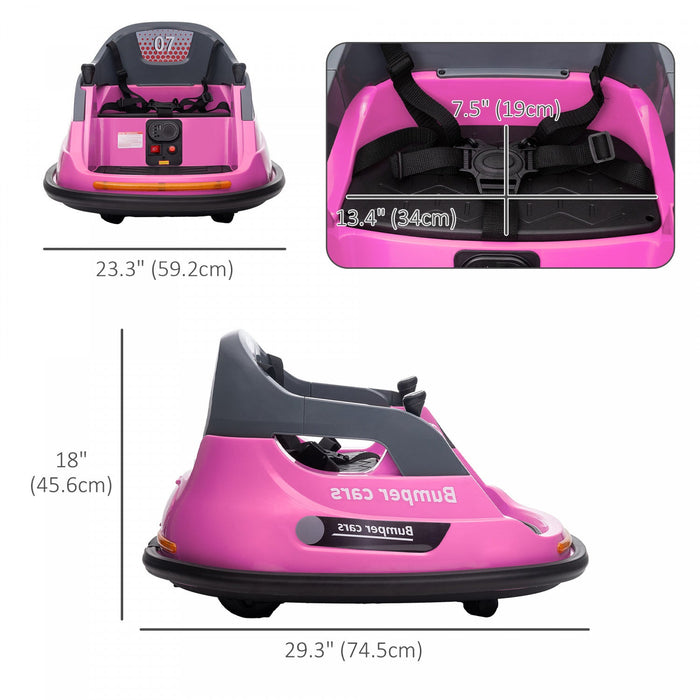 Aosom 12v Bumper Car Electric Powered Ride-On Car For Kids, 360° Rotation Kids Car With Remote Contr