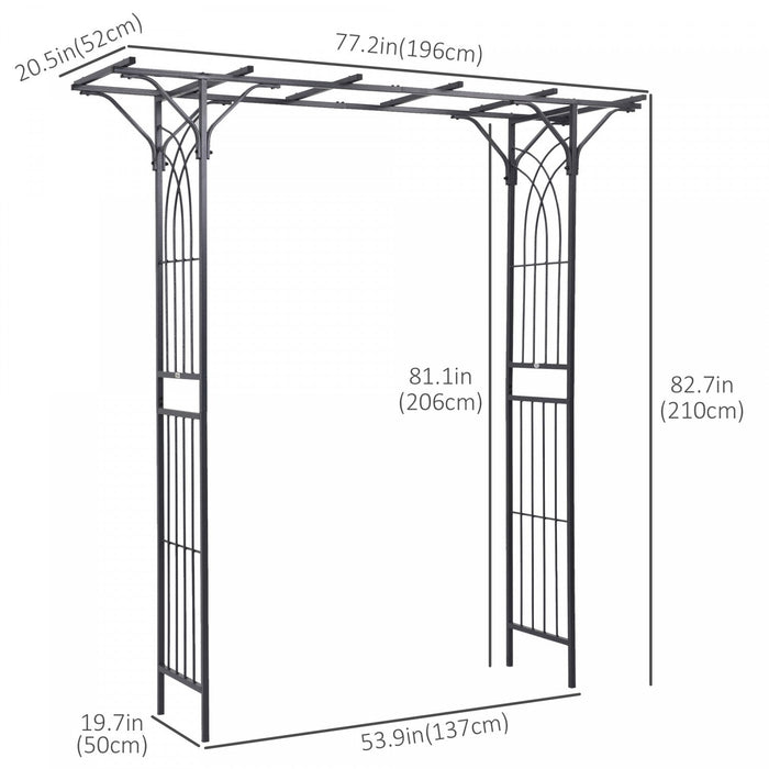 Outsunny 7ft Metal Garden Arch Outdoor Walkway Arbor For Decorative Climbing Plants Patio Lawn Backy