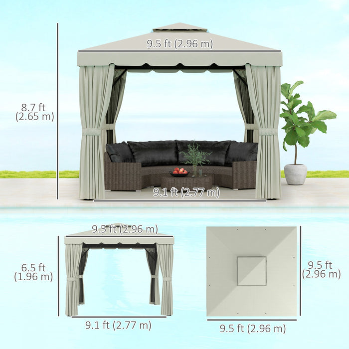 Outsunny 10' X 10' Outdoor Patio Gazebo W/ Sidewalls, Cream White