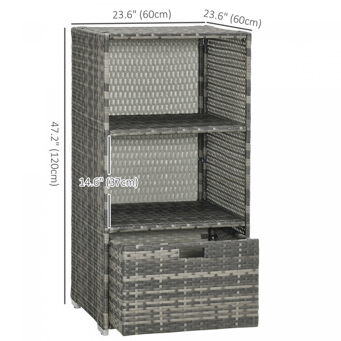 Outsunny Outdoor Storage Cabinet, Patio Storage Box Rack Rattan Wicker Pool Towel Valet Organizer Po