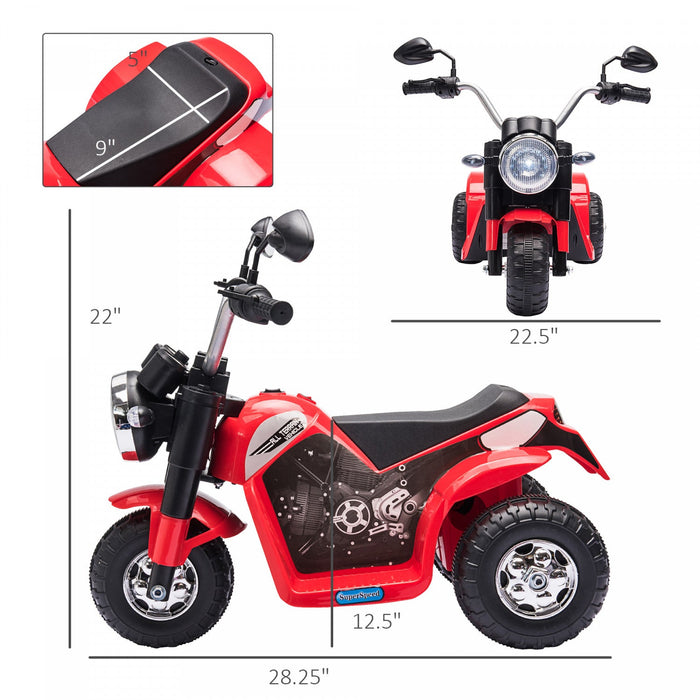 Aosom Kids Electric Motorcycle 6v Battery Powered Ride-On Ride-on Dirt Bike 3-wheels Motorbike With 