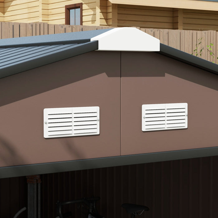 Outsunny 11' X 13' Garden Storage Shed W/ Steel Foundation Kit, Brown