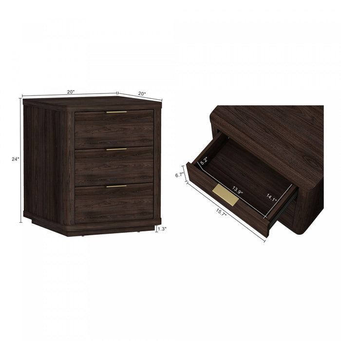 Evelyn Modern 20\" Nightstand in Brown (3-Drawer) 