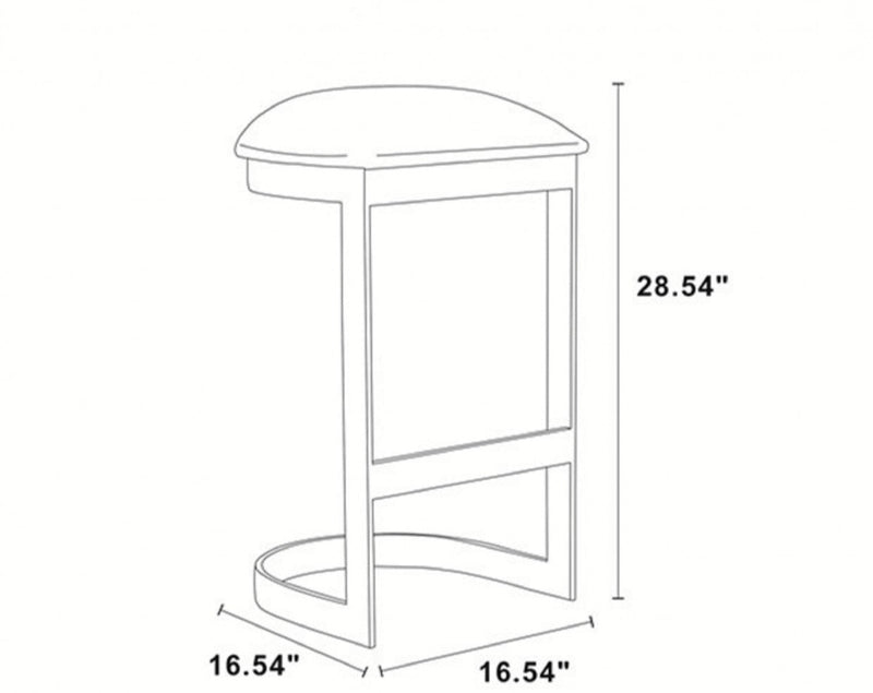 Aura Modern Metal Upholstered Barstool in Blue - Set of 2 Bar Stool 