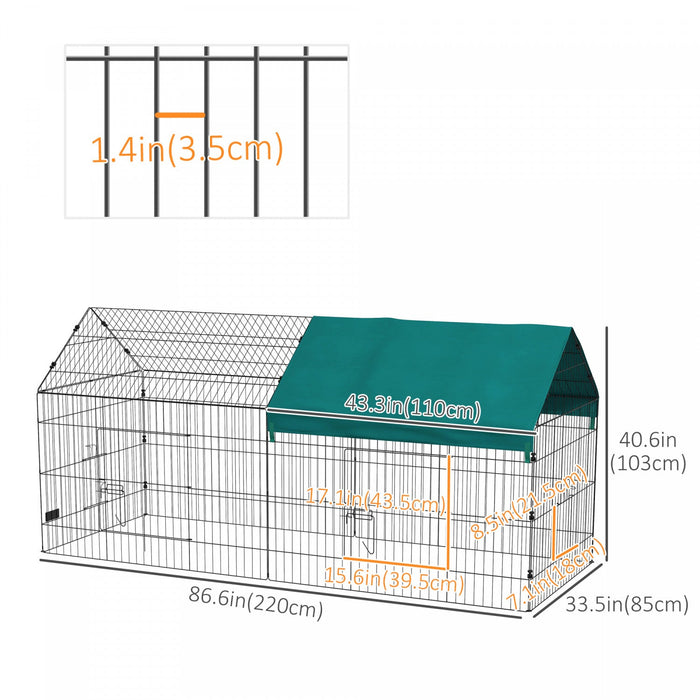 Pawhut 87\" Small Animal Cage, Pet Playpen For Chicken, Rabbits, Chinchillas, Outdoor Small Animal Pl