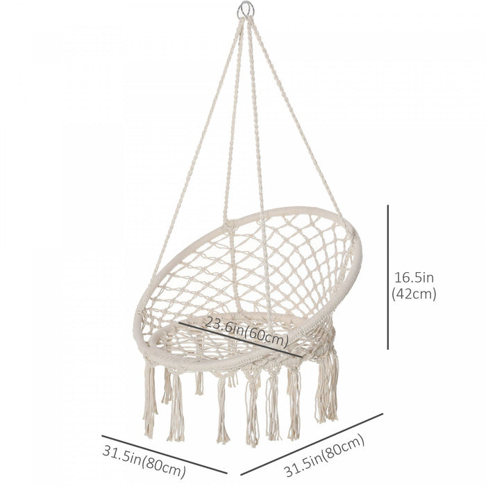 Outsunny Patio Hammock Chair, Hanging Rope Hammock Swing For Indoor & Outdoor Use With Backrest, Cot