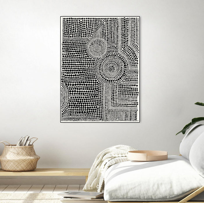 \"Clustered Dots A\" Canvas Framed Black 18x24 Wall Art