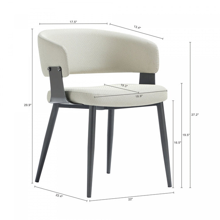 Luce Modern Metal Textured Vegan Leather Dining Chair in Oatmeal 