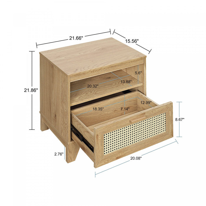 Sheridan Mid-Century Modern 22\" Nightstand in Natural (1-Drawer) - Set of 2 
