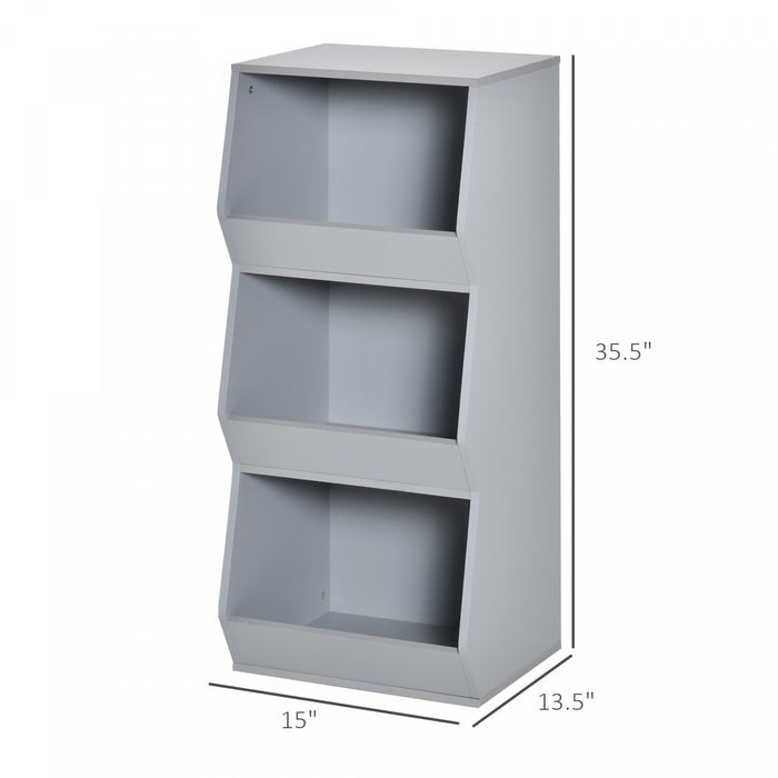 Homcom Kids Storage Cabinet 3 Shelves Anti-toppling Toy Storage Organizer Children Bookcase Book Rac