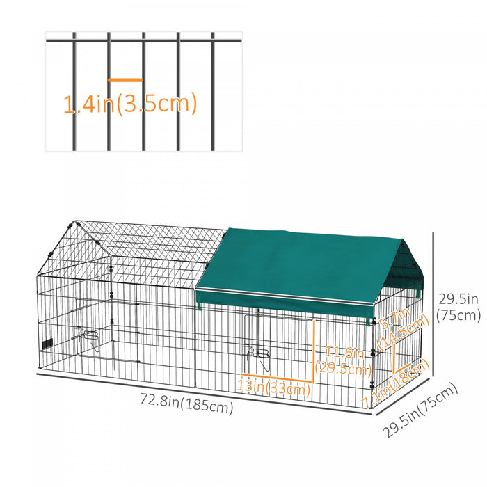 Pawhut 73\" Small Animal Cage, Pet Playpen For Chicken, Rabbits, Chinchillas, Outdoor Small Animal Pl