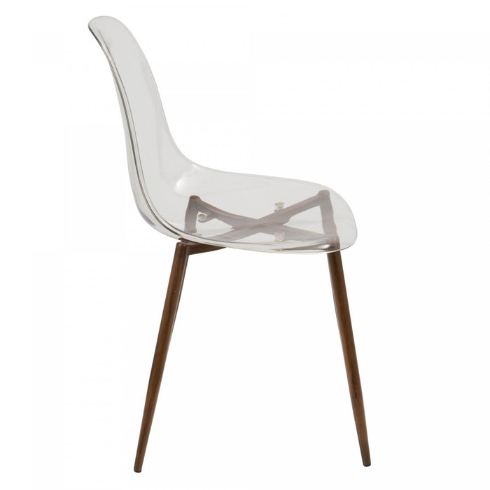 LumiSource Clara Walnut Clear Mid-Century Modern Dining Accent Chair - Set of 2