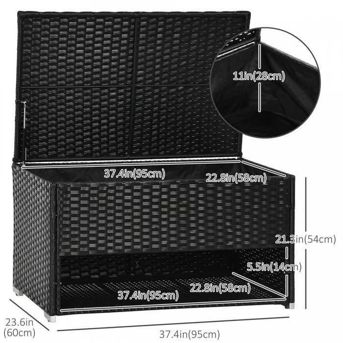 Outsunny Outdoor Deck Box For Pool, W/ Shoe Layer & Inner Liner, Black