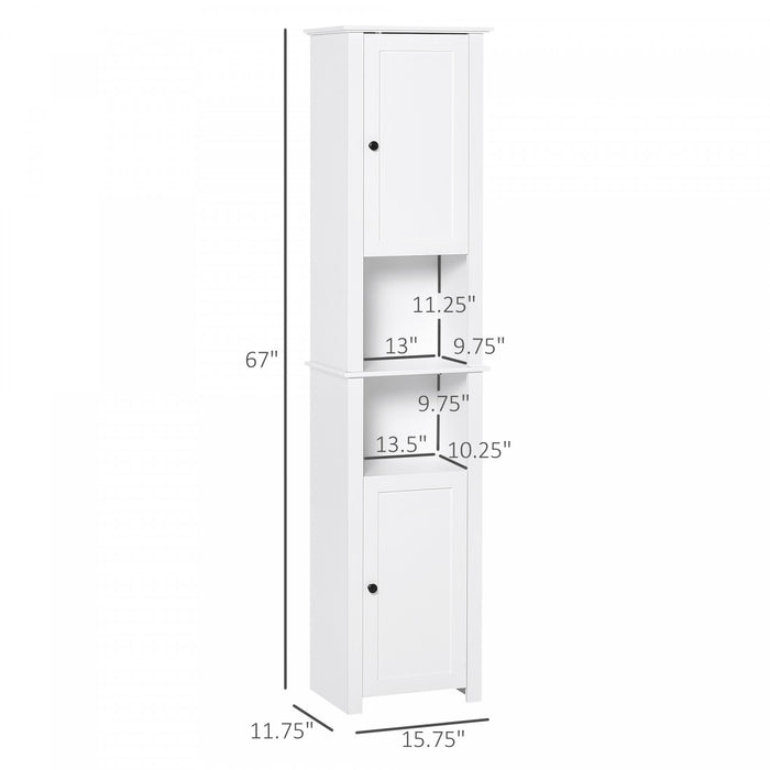 Homcom Tall Bathroom Cabinet With Adjustable Shelf
