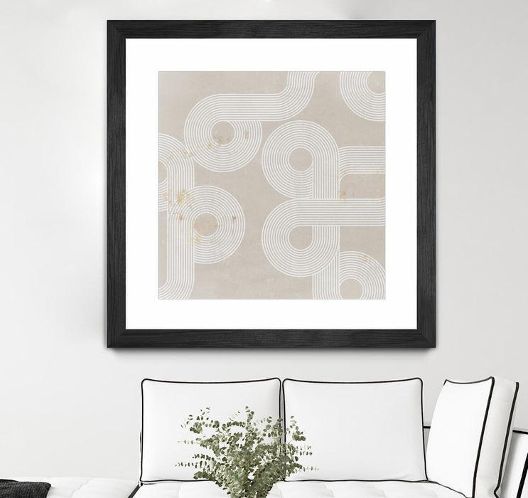 \"Fluxus I\" Matted and Framed Black 36x36 Wall Art