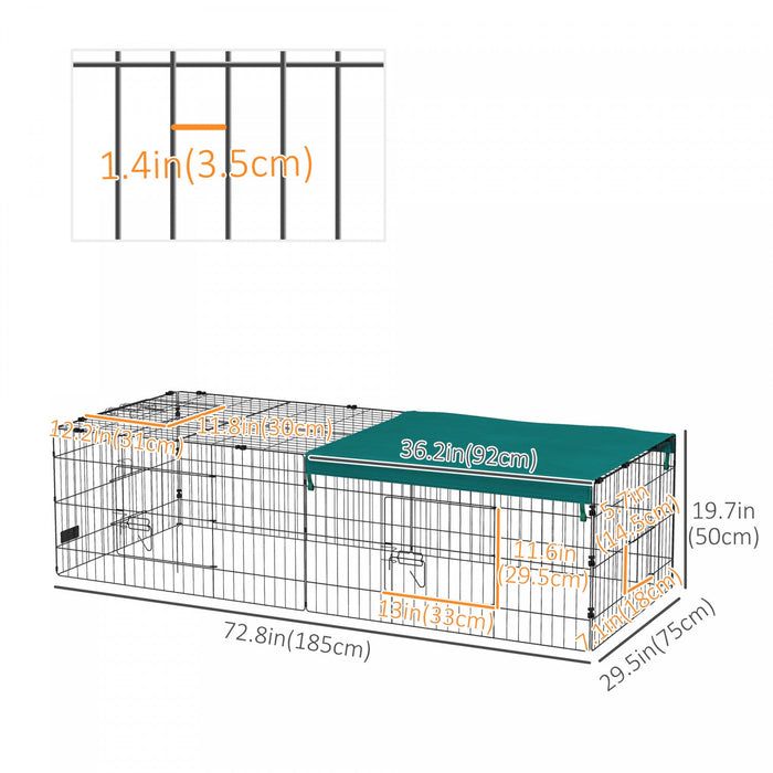 Pawhut 73\" Small Animal Cage, Pet Playpen For Chicken, Rabbits, Chinchillas, Outdoor Small Animal Pl