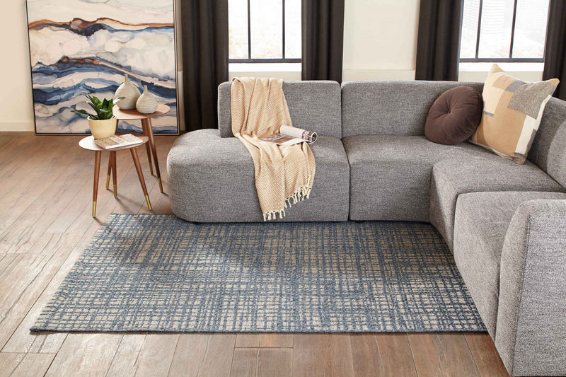 Nayah Contemporary 6'7\" x 9'6\" Area Rug in Blue Indoor Area Rug 