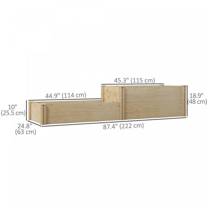 Outsunny Diy Wooden Raised Garden Bed Kit With Open Bottom, Two-box Outdoor Elevated Planter Box For