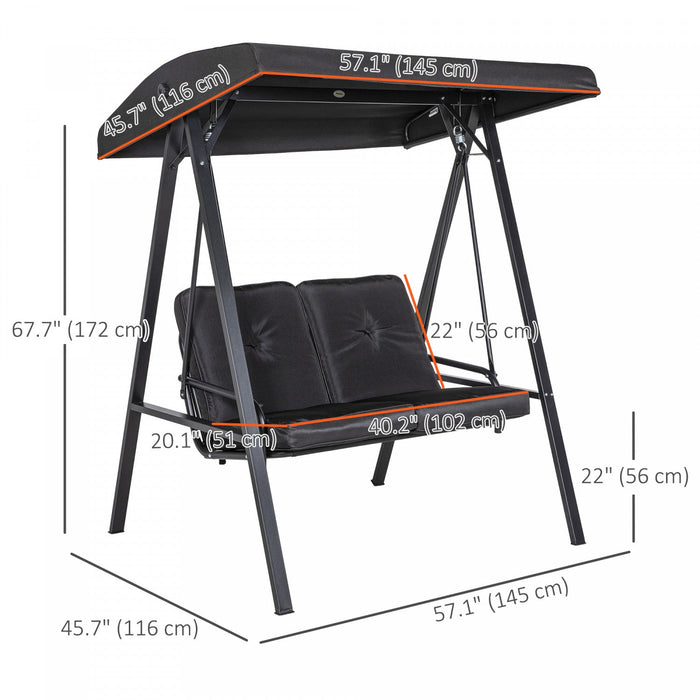 Outsunny 2 Seater Outdoor Swing Chair Porch Swing Bench With Canopy