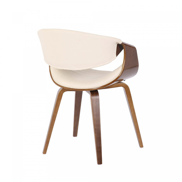 LumiSource Symphony Faux Leather Mid-Century Modern Dining Accent Chair - Walnut/Cream
