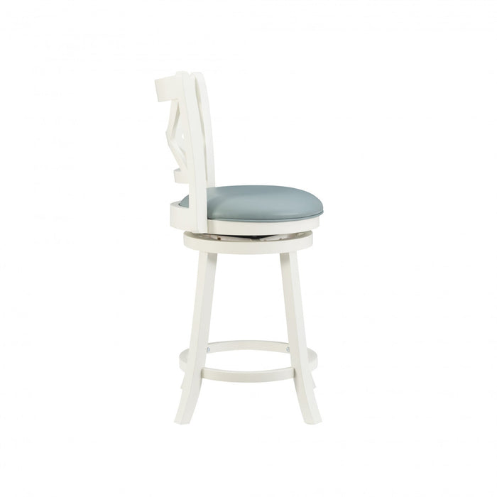 Sawyer Faux Leather Counter-Height Stool - Cream and Blue