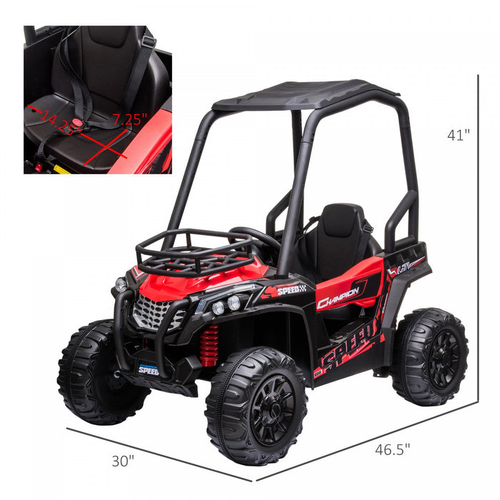 Aosom Kids Ride On Car 12v Battery-powered Electric Off-road Utv Toy 1.8-3.7 Mph With High Roof Pare