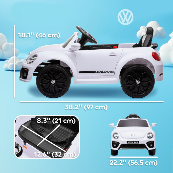 Qaba 12v Electric Car For Kids, Volkswagen Beetle Licensed Battery Powered Ride-On Kids Car With Par