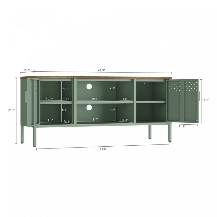 Landen Modern 47\" Metal Storage Cabinet in Sage Green Armoire 
