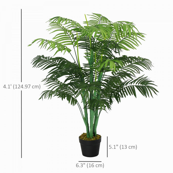 Outsunny 4FT Artificial Tropical Palm Tree Faux Plant with Lifelike Leaves