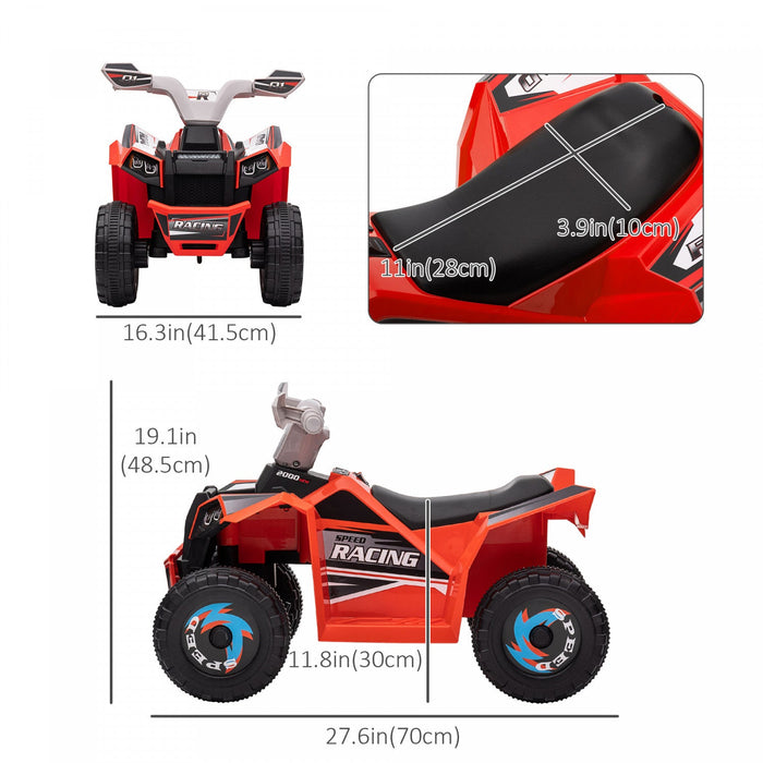Aosom 6v Kids Atv Quad, Battery Powered Ride-On Electric Vehicle For Kids With Wear-resistant Wheels