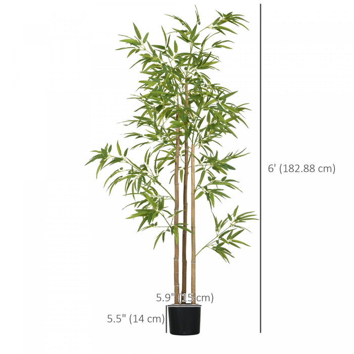 HOMCOM 2 Piece 6ft Artificial Tree Bamboo for Indoor Home Decor